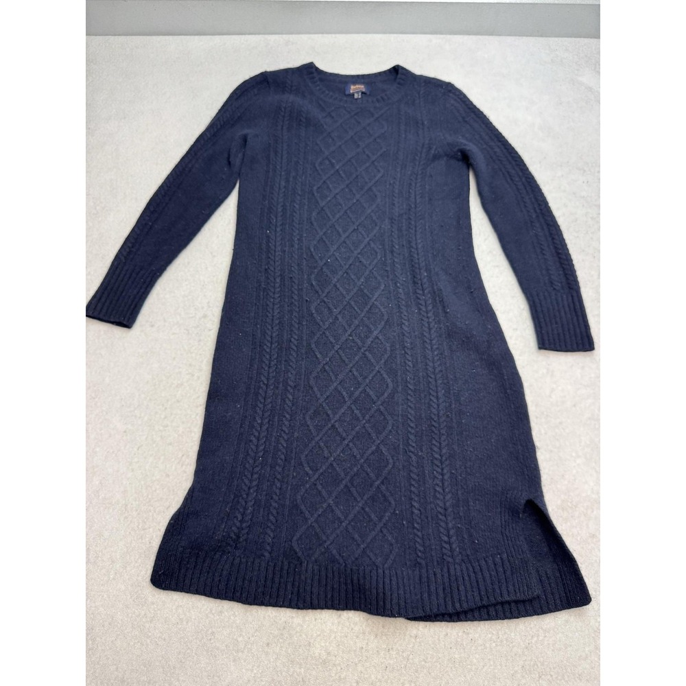Barbour Dress Womens 6 Blue Cable‎ Knit Wool Sweater Dress Long Sleeve Winter